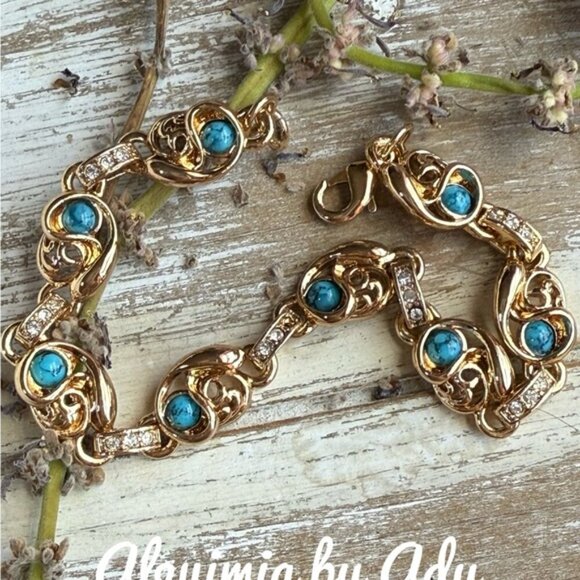 Turquoise gold bracelet - Picture 2 of 7